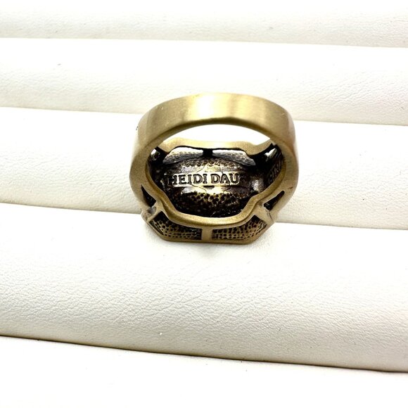 Heidi Daus Purple Blue Crystal Bronze Statement Ring Size 6 - Picture 3 of 4